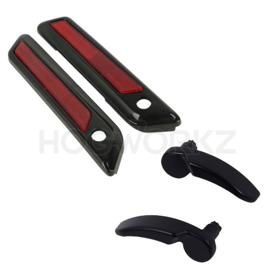 Hogworkz Blackout Saddlebag Lid Lever & Latch Hinge Cover for Harley 14-22