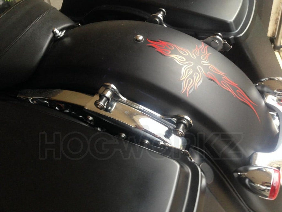 Hogworkz Chrome Detachable 4 Point Tour Pack Backrest Docking Hardware Harley 14-17