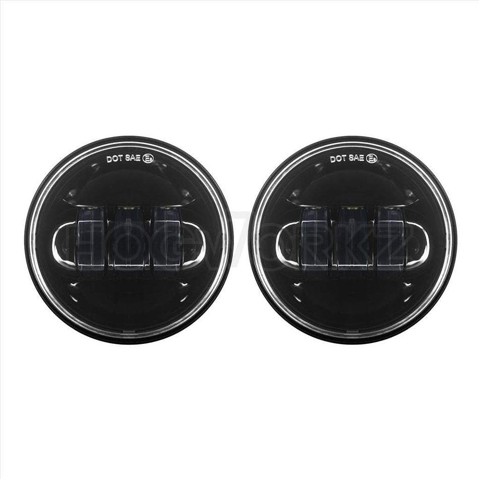 Hogworkz Harley Blackout 4.5" LED Auxiliary Passing Lamps 94-19 Harley & Indian