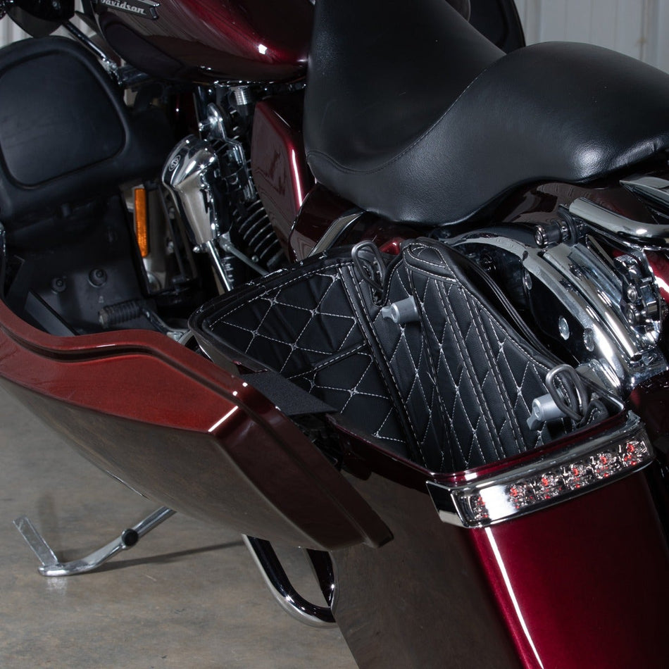 Hogworkz Aftermarket Stretched Saddlebag Liners 14-24 Black w/ Orange Stitching