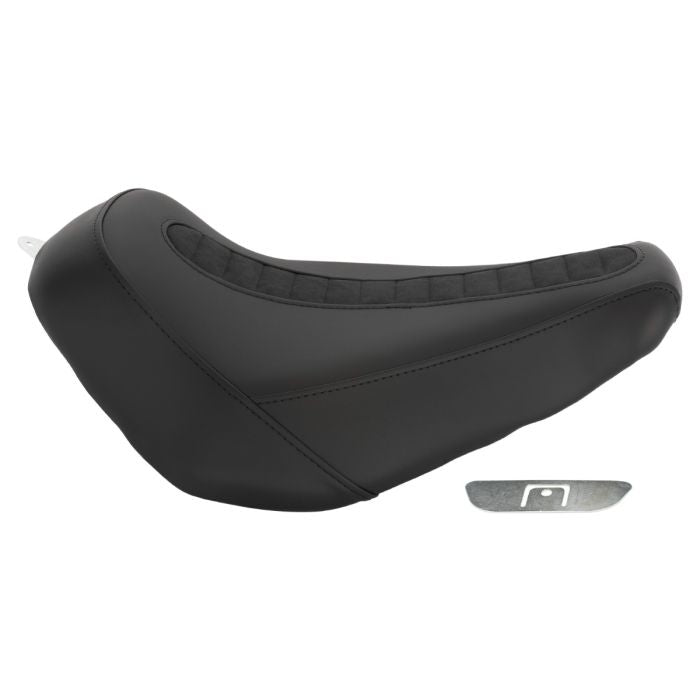 Hogworkz Black Channel Solo Seat for Wide Bobber Rear Fender 18-24 Harley Softail