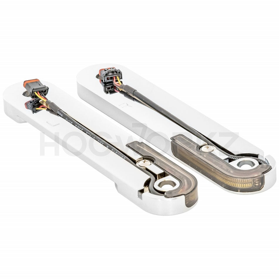 Hogworkz Chrome LED Billet Fork DRL Turn Signals Harley Batwing Touring 14-24