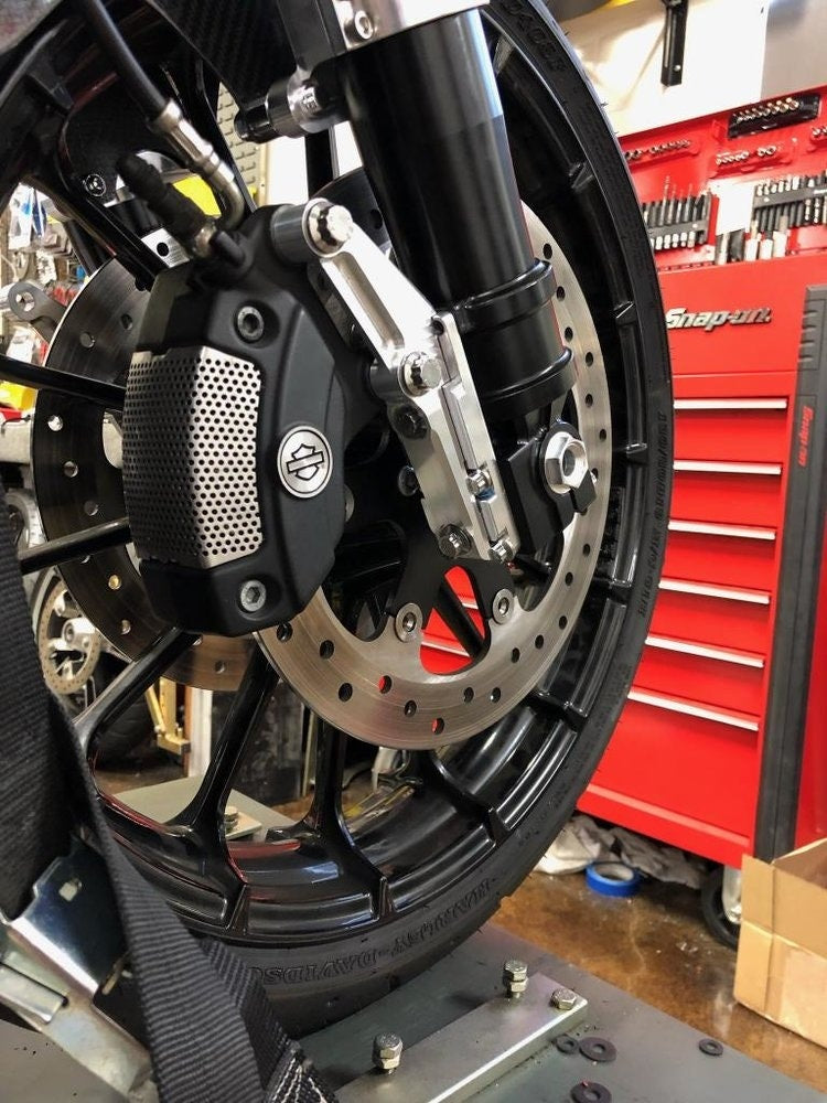 Alloy Art 49HDBM-1 Clear Ambidextrous Harley Stock Caliper Mount 49mm Lower Legs