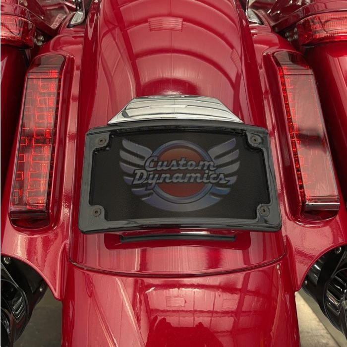 Custom Dynamics Illuminated Radius Black License Plate Frame Harley CVO 14-22