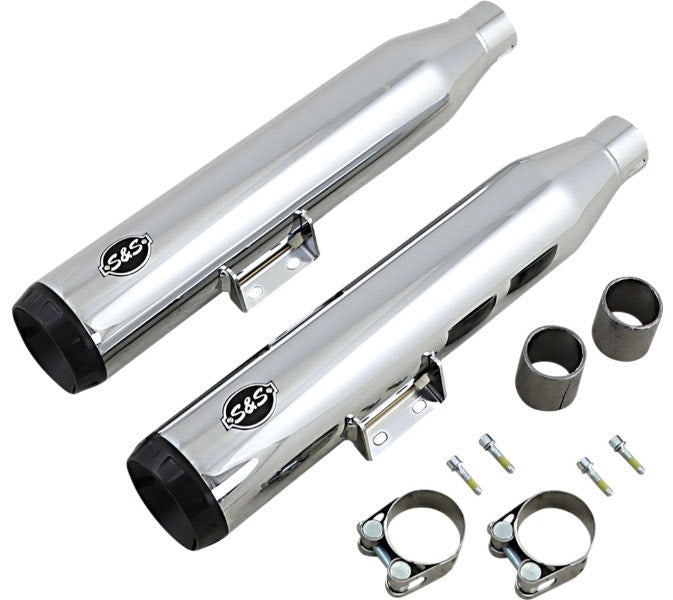 S&S 550-0757B Chrome Grand National 50 State Slip-On Mufflers Harley Softail 18+