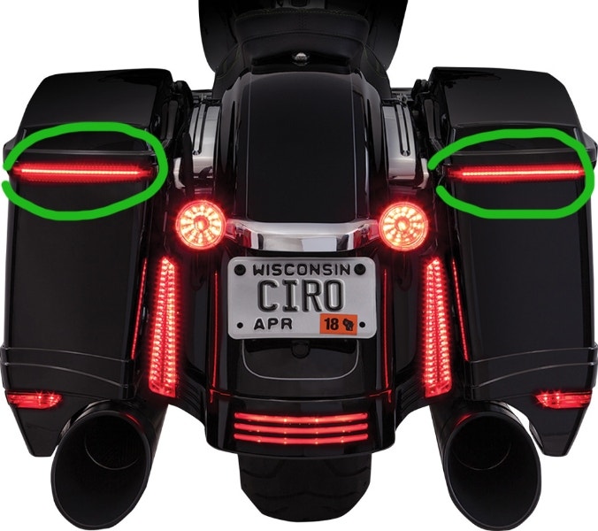 Ciro Bag Blades Saddlebag Accent Lights Amber LED Smoke Lens Harley FLHX 06-09