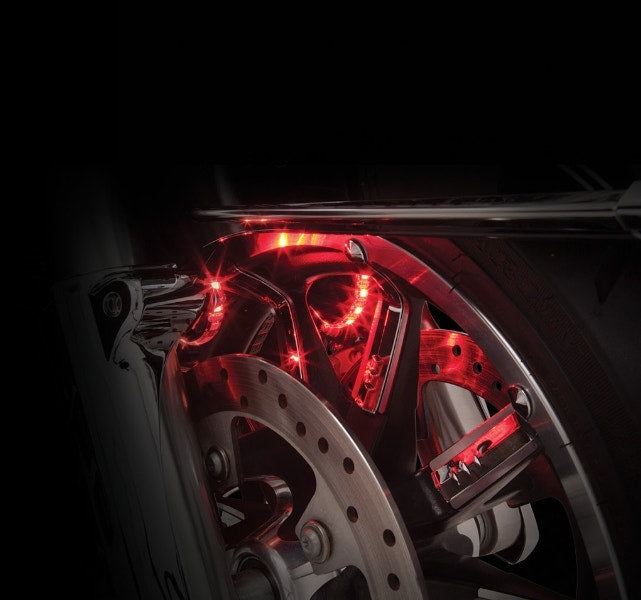 Ciro 41009 Shock & Awe Fork Mounted Wheel LED Lights Set Harley Touring 00-Up