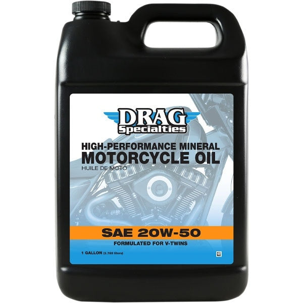 Drag 1 US Gallon 20W-50 High-Performance Mineral Engine Oil for V-Twin