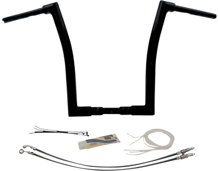 FBI Fat Baggers Black 1-1/2" EZ Install Flat Top 16" Handlebar Harley FLTR 15-20
