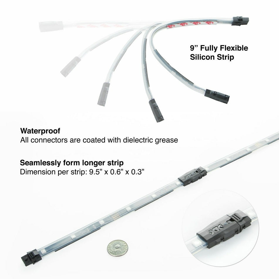 XK Glow 6pc 10" Car Interior LED Accent Light Mini Kit Smartphone App Control