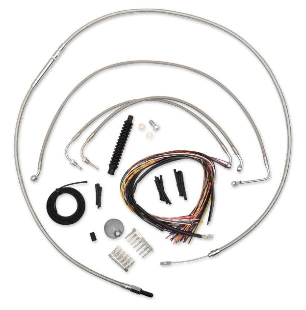 La Choppers Complete Stainless Cable Line 15"-17" Kit Harley 14-15 FLHR W/O ABS