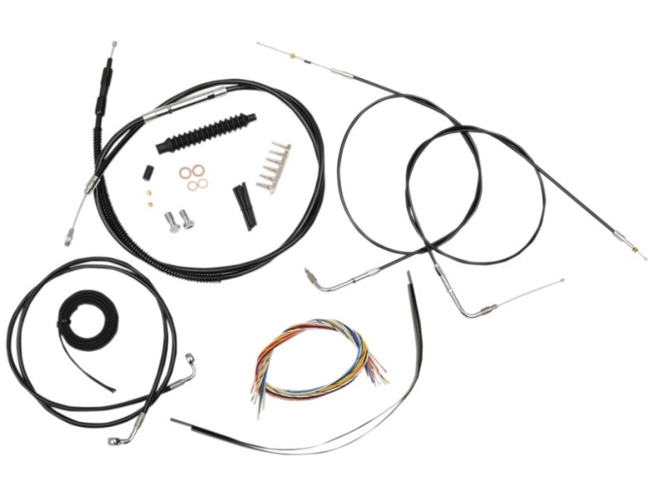 La Choppers Complete Black Vnyl Cable Line Mini Ape Kit Harley 07-10 FXSTD FLST