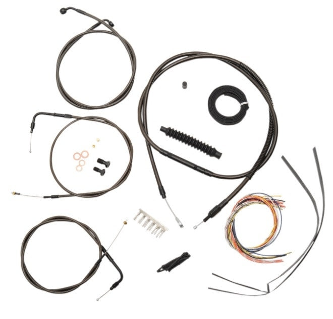 La Choppers Complete Midnight Cable Line 15"-17" Kit Harley 07-10 FXST/B/C