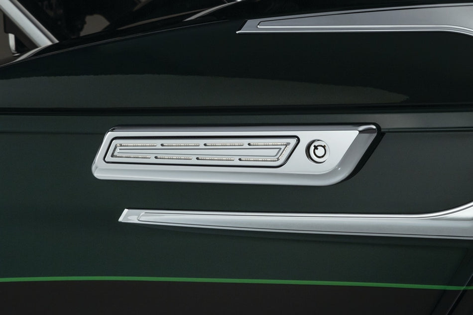 Kuryakyn 5476 Chrome LED Run Brake Turn Saddlebag Hinge Accents 14-19 Harley FLH