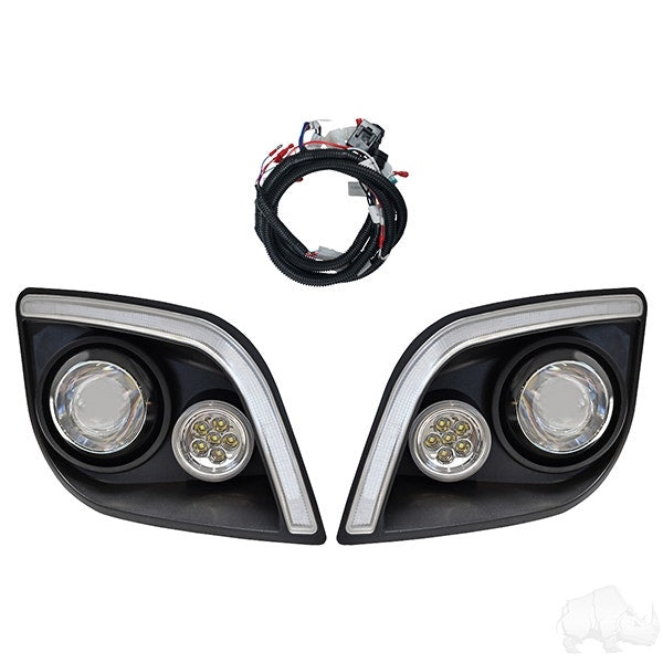 RHOX Golf Cart EZGO Express LED Headlights w/ Accent Lights & Bluetooth Control