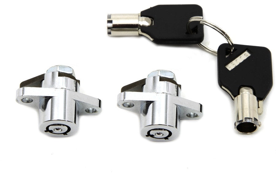 V-Twin 49-0729 Chrome Saddlebag Lock & Key Kit 93-13 Harley FLH/T Repl. 53710-93
