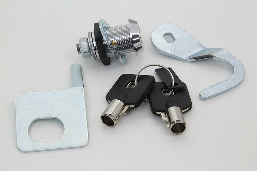 V-Twin 49-1006 Chrome Tourpak Lock & Key Kit 92-13 Harley FLH/T Repl. 53194-07
