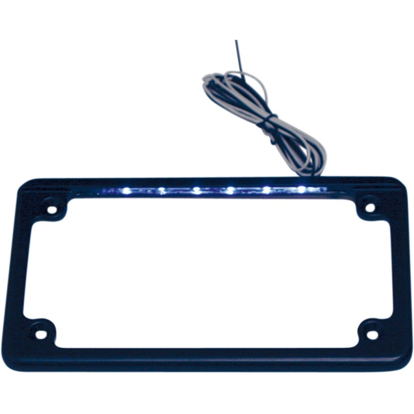 Custom Dynamics Black Flat Horizonal Motorcycle Plate Frame w/ LED Illumination