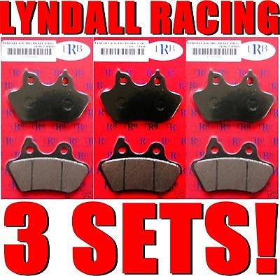 Lyndall Racing 3 Sets 7195-Z+ Front & Rear Dual Brake Pads Z-Plus Harley 00-07