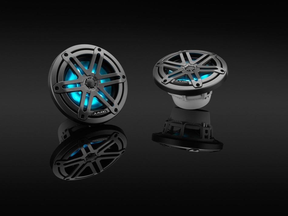 JL Audio 6.5-Inch Marine Coaxial Speakers Metal Gray Sport Grille W/ RGB LED