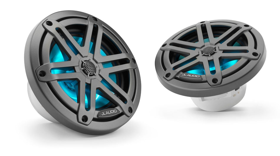 JL Audio 6.5-Inch Marine Coaxial Speakers Metal Gray Sport Grille W/ RGB LED