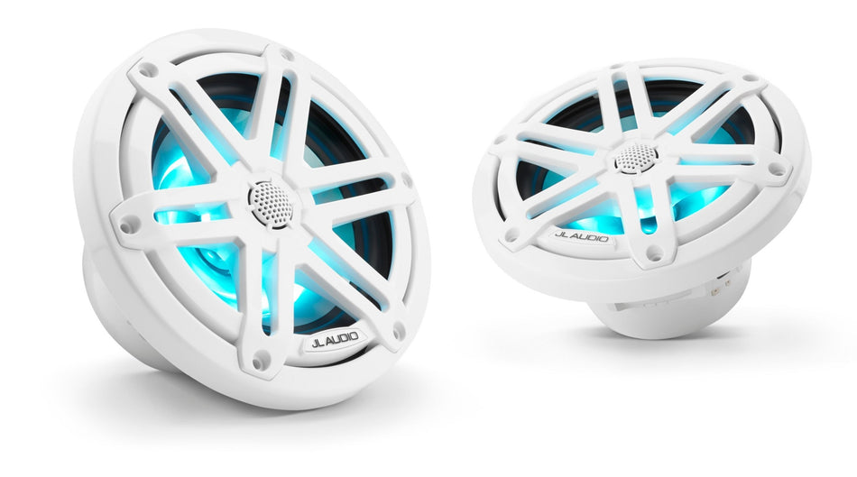 JL Audio 6.5-Inch Marine Coaxial Speakers Gloss White Sport Grille W/ RGB LED