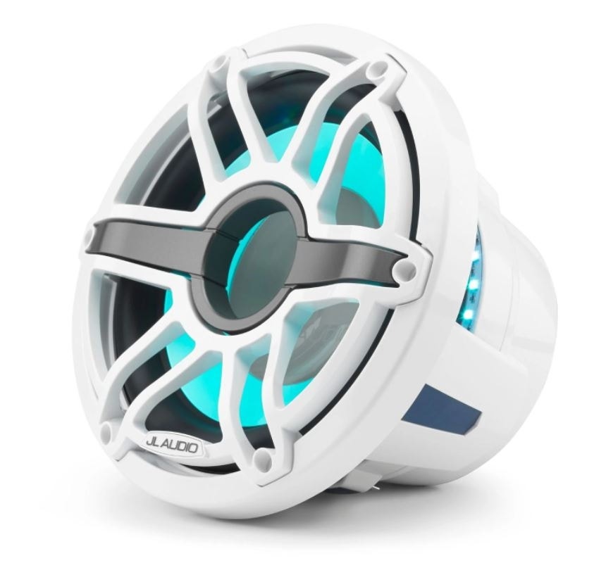 JL Audio 10-Inch Marine Subwoofer Driver W/Transflective LED Gloss White Sport Grille