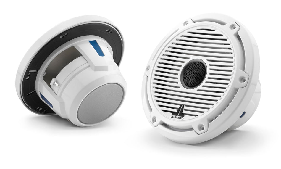 JL Audio 6.5-Inch Marine Coaxial Speakers Gloss White Classic Grille Black Mesh