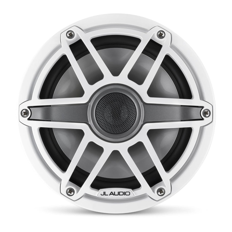 JL Audio 7.7-Inch Marine Coaxial Speakers Gloss White Trim Ring Sport Grille
