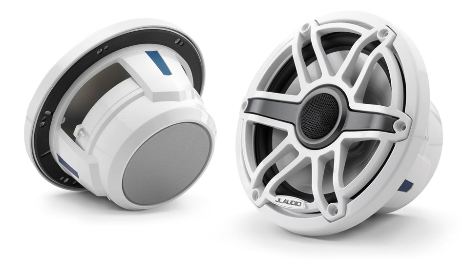 JL Audio 7.7-Inch Marine Coaxial Speakers Gloss White Trim Ring Sport Grille