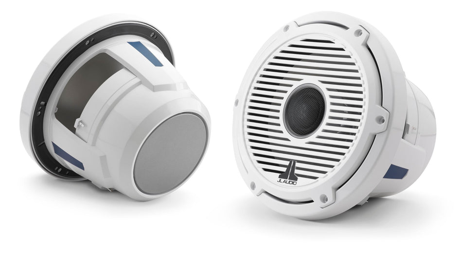 JL Audio 8.8-Inch Marine Coaxial Speakers Gloss White Classic Grille Black Mesh