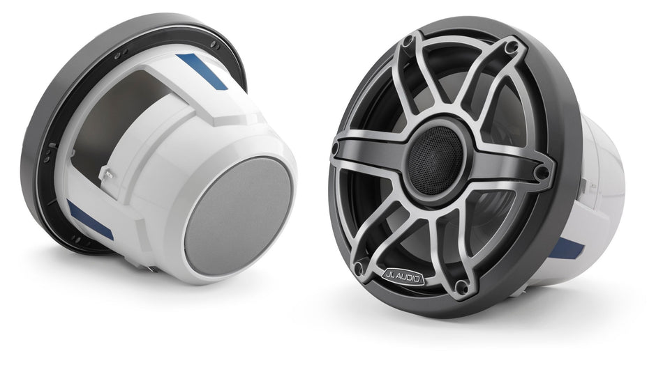 JL Audio 8.8-Inch Marine Coaxial Speakers Metal Gray Trim Ring Sport Grille