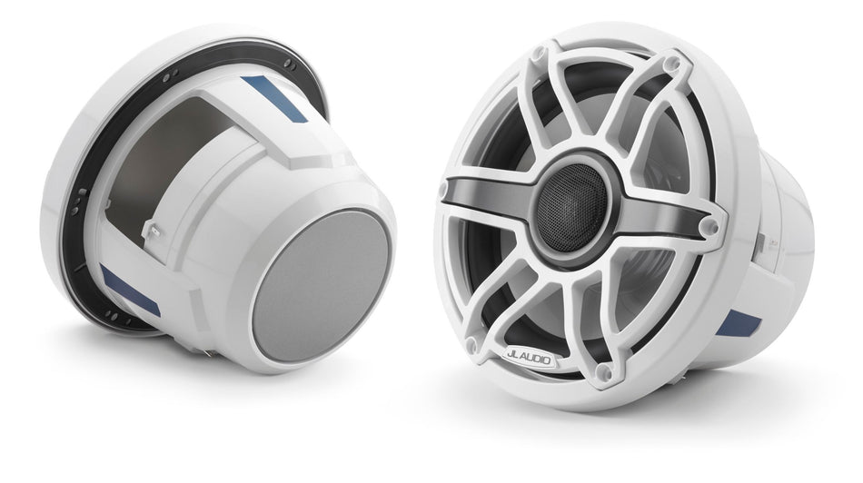 JL Audio 8.8-Inch Marine Coaxial Speakers Gloss White Trim Ring Sport Grill