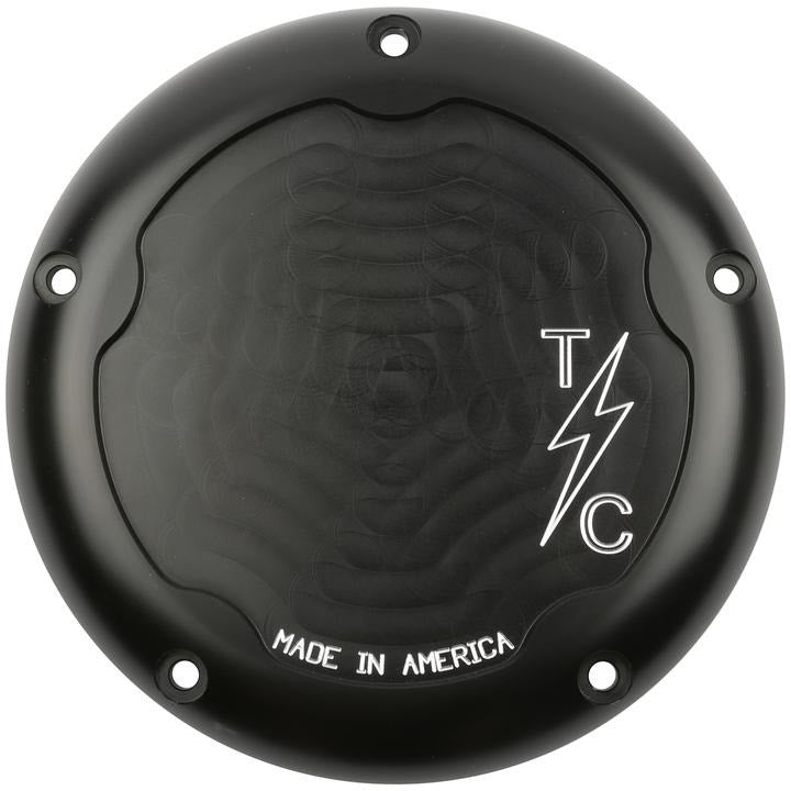 Thrashin Supply Black 5 Hole Derby Cover Dished Harley M8 Touring 17-Up
