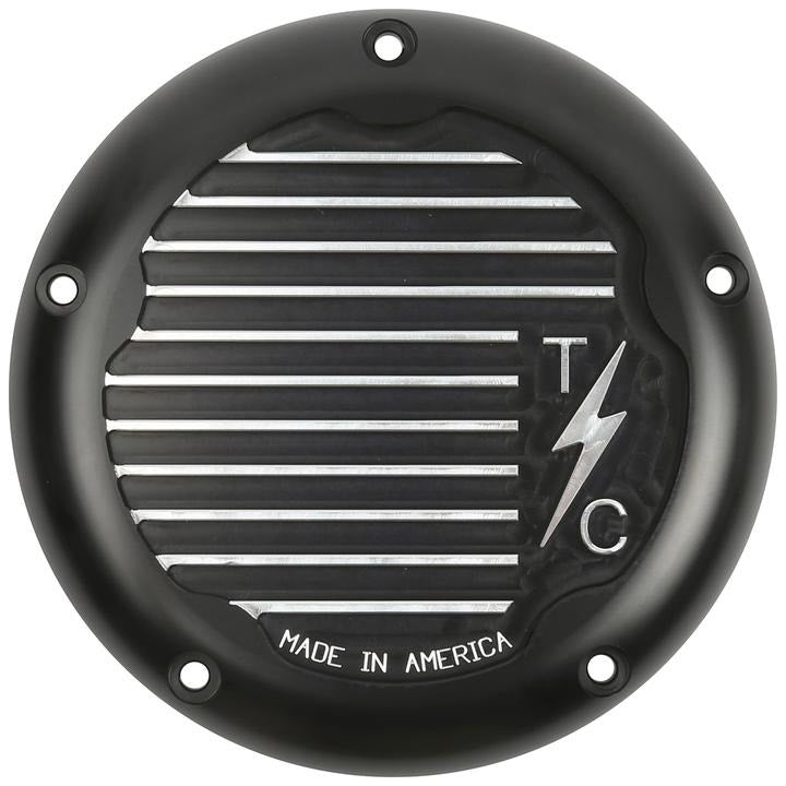 Thrashin Supply Black 5 Hole Derby Cover Finned Harley M8 Touring 17-Up