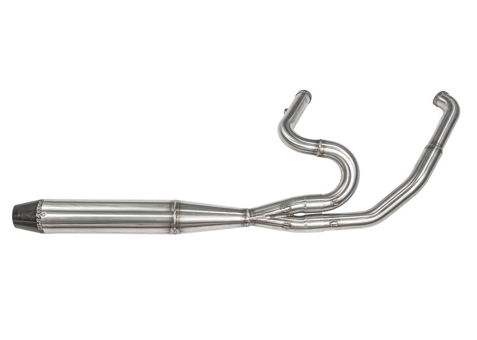 Sawicki 2 into 1 Brushed Mid Length Pipe Black Tip Exhaust Harley M8 Touring 17-Up
