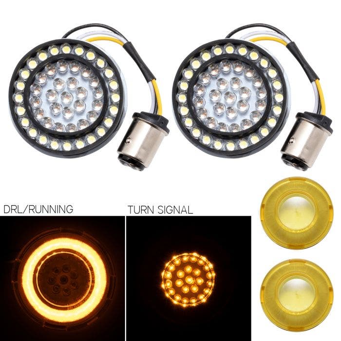 HOGWORKZ® HALOMAKER AMBERZ LED Front Turn Signals for Harley 1157 Bullet Lens