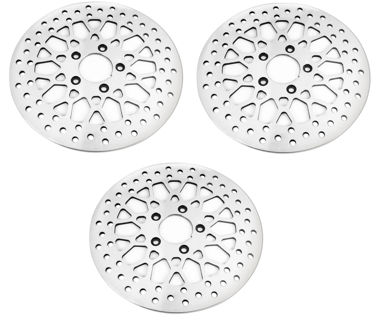 DNA High Polished Mesh Dual Front & Rear 11.5 Disc Rotors Harley Touring 00-07 | M-RT-2162