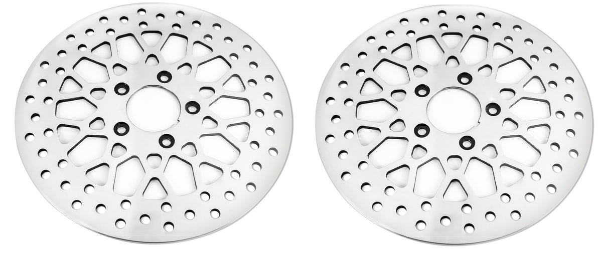 DNA High Polished Mesh Single Front  & Rear 11.5 Disc Rotors Harley Softail Dyna XL | M-RT-2162