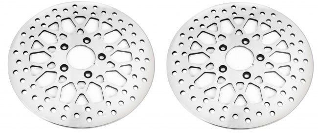 DNA Mesh Polished Dual Front 11.8 Disc Rotors Harley Touring 08-13 (Pair) | M-RT-1160