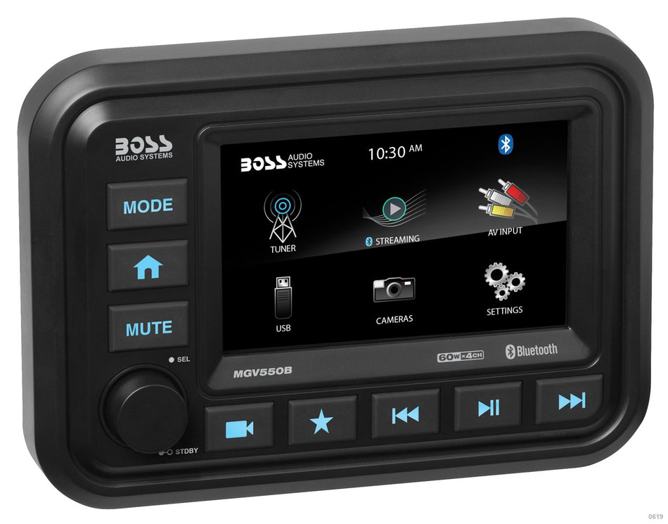 Boss Audio Bluetooth Marine Gauge Digital Media AM/FM Receiver MGV550B