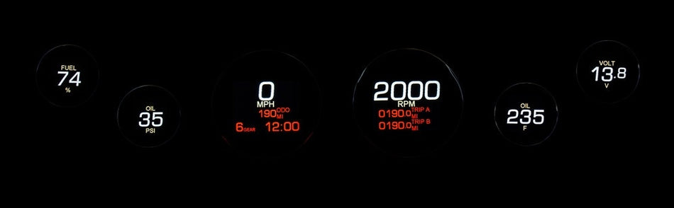 Dakota Digital Black MLX-8604-K Plug-In 6 LED Gauge Cluster Harley FLH/T 04-13