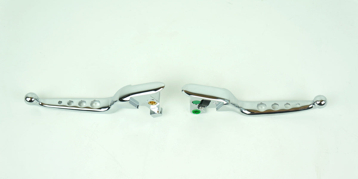 Mid USA Chrome 4-Hole Levers 15-17 Harley Softail w/ Cable Clutch Repl. 36700104