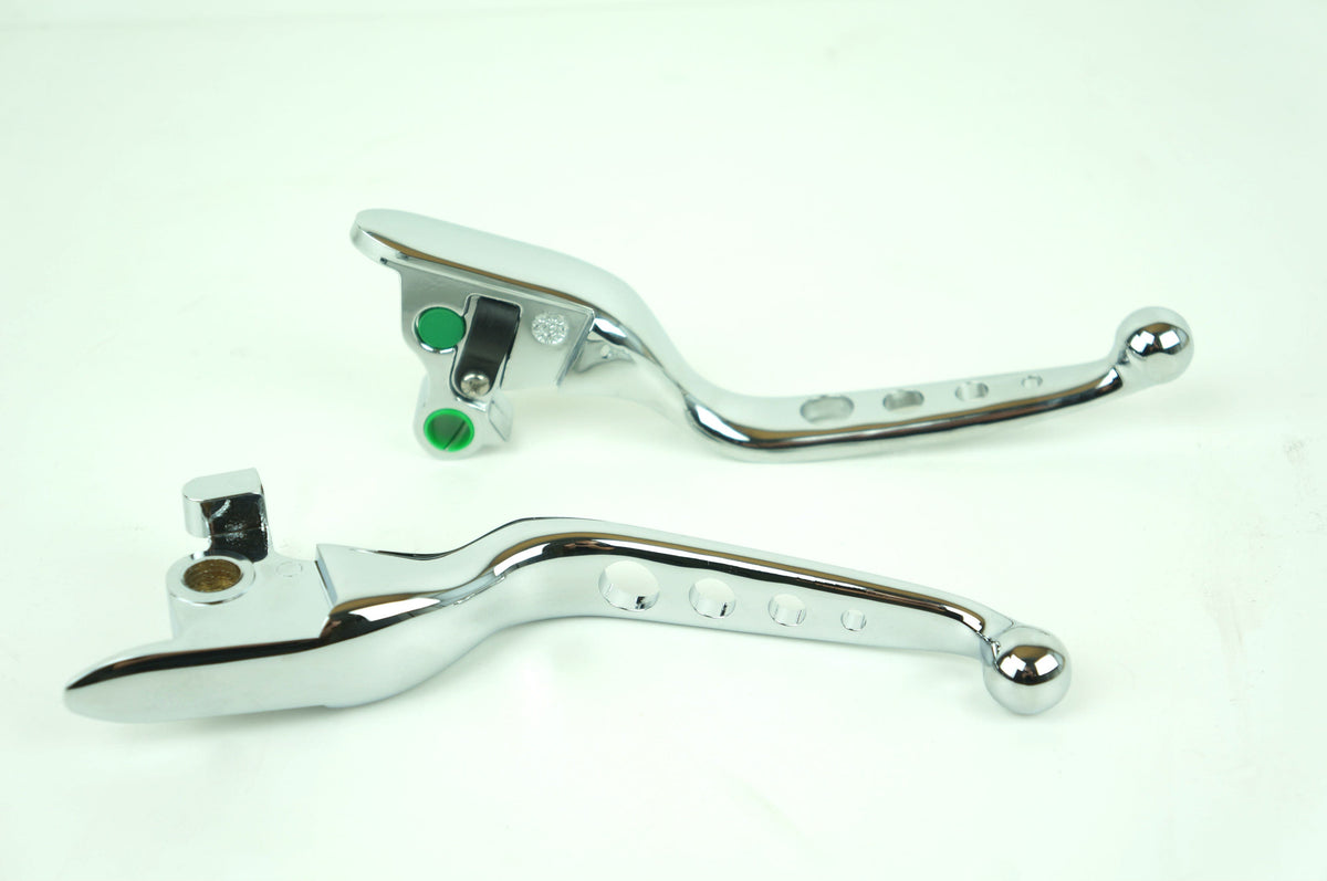 Mid USA Chrome 4-Hole Levers 15-17 Harley Softail w/ Cable Clutch Repl. 36700104