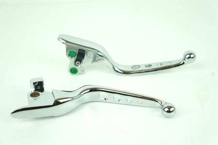 Mid USA Chrome 4-Hole Levers 15-17 Harley Softail w/ Cable Clutch Repl. 36700104