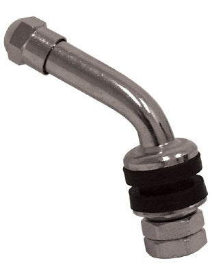 Mid USA Chrome Tubeless Wheel Valve Stem 45 Degree 4 Pack .480" Curved