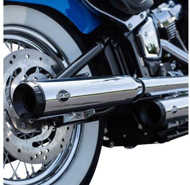 S&S 550-0757B Chrome Grand National 50 State Slip-On Mufflers Harley Softail 18+