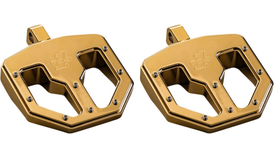 Pro One 500761TIN Gold BMX V1 Male Billet Foot Peg Harley & Metric Clevis Mount