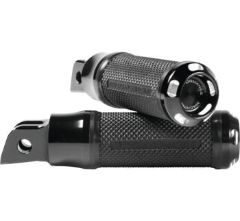 Performance Machine Black Cut Driver Apex Footpegs Harley M8 Softails 18-20