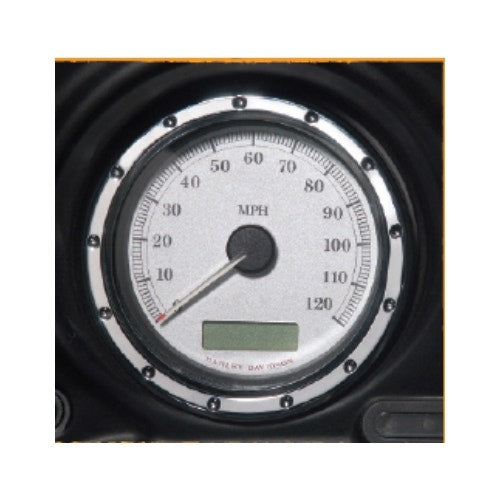 Chrome Dimpled Speedometer Covers Bezels Harley Touring FLHT/X 96-13